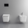 Ailin Set Wall-Hung Toilet and Bidet Without Rim Soft Close Seat BIANCO LUCIDO