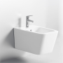 Ailin Set Wall-Hung Toilet and Bidet Without Rim Soft Close Seat BIANCO LUCIDO