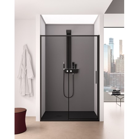 TORCELLO NICHE 1 SLIDING DOOR TRANSPARENT GLASS BLACK PROFILE
