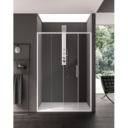 TORCELLO NICHE 1 SLIDING DOOR TRANSPARENT GLASS WHITE FRAME