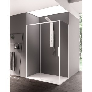 TORCELLO CORNER 1 SLIDING DOOR TRANSPARENT GLASS WHITE FRAME