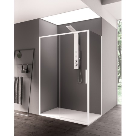 TORCELLO CORNER 1 SLIDING DOOR TRANSPARENT GLASS WHITE FRAME