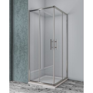 MOZIA CORNER 2 SLIDING DOORS CHROME PROFILE CLEAR GLASS
