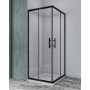 MOZIA CORNER 2 SLIDING DOORS BLACK SATIN PROFILE CLEAR GLASS