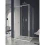 FORMICA 3 CORNER WITH FOLDING DOOR + FIXED SIDE CHROME PROFILE TRANSPARENT GLASS