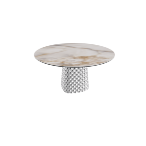TAVOLO ATRIUM KERAMIK ROUND - BASE FUME' PIANO IN MARMO CERAMICO ALABASTRO Ø 140xh73,5