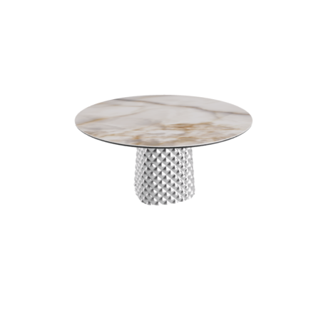 TAVOLO ATRIUM KERAMIK ROUND - BASE FUME' PIANO IN MARMO CERAMICO ALABASTRO Ø 140xh73,5