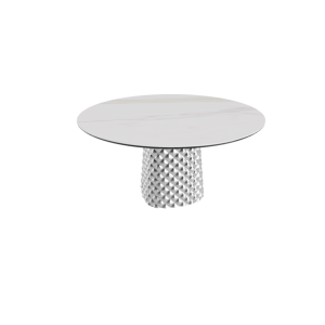 TAVOLO ATRIUM KERAMIK ROUND - BASE FUME' PIANO IN MARMO CERAMICO CALACATTA OPACO Ø 140xh73,5