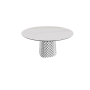 TABLE ATRIUM KERAMIK ROUND - SMOKY BASE TOP IN MATTE CALACATTA CERAMIC MARBLE Ø 140xh73.5