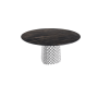 TAVOLO ATRIUM KERAMIK ROUND - BASE FUME' PIANO IN MARMO CERAMICO PORTORO OPACO Ø 140xh73,5