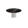 TAVOLO ATRIUM KERAMIK ROUND - BASE FUME' PIANO IN MARMO CERAMICO SAHARA NOIR LUCIDO Ø 140xh73,5