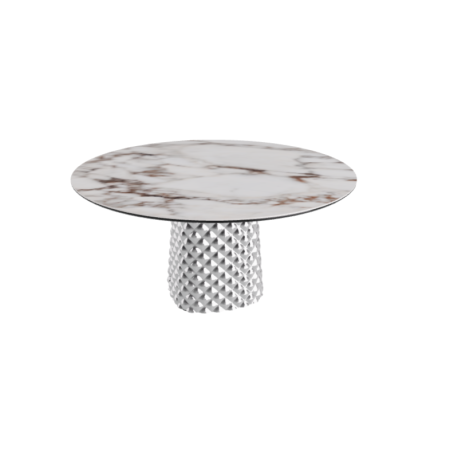 TAVOLO ATRIUM KERAMIK ROUND - BASE FUME' PIANO IN MARMO CERAMICO BRECCIA Ø 140xh73,5