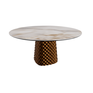 TAVOLO ATRIUM KERAMIK ROUND - BRONZO PIANO IN MARMO CERAMICO ALABASTRO  Ø 158xh73,5