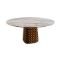 TABLE ATRIUM KERAMIK ROUND - BRONZE TOP IN MARMO CERAMIC ALABASTER Ø 158xh73.5