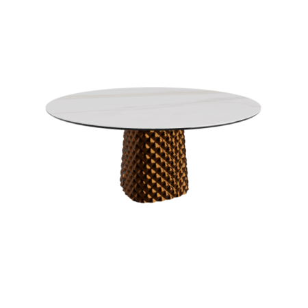 TABLE ATRIUM KERAMIK ROUND - BRONZE TOP IN MARBLE CERAMIC CALACATTA MATT Ø 158xh73.5