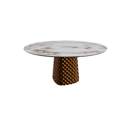 TAVOLO ATRIUM KERAMIK ROUND - BRONZO PIANO IN MARMO CERAMICO BRECCIA Ø 158xh73,5