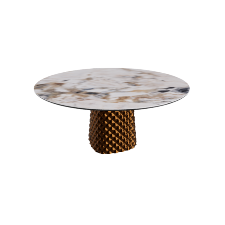TABLE ATRIUM KERAMIK ROUND - BRONZE PIANO IN MARMO CERAMIC MAKALU Ø 158xh73.5