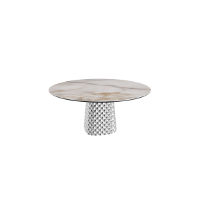 TAVOLO ATRIUM KERAMIK ROUND - BASE FUME' PIANO IN MARMO CERAMICO ALABASTRO Ø 158xh73,5