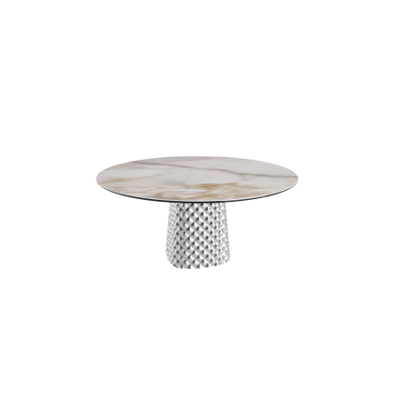 TAVOLO ATRIUM KERAMIK ROUND - BASE FUME' PIANO IN MARMO CERAMICO ALABASTRO Ø 158xh73,5