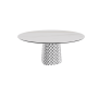 TABLE ATRIUM KERAMIK ROUND - SMOKY BASE TOP IN MARMO CERAMIC GOLDEN CALACATTA MATTE Ø 158xh73.5