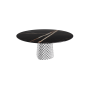 TABLE ATRIUM KERAMIK ROUND - SMOKY BASE TOP IN MARBLE CERAMIC SAHARA NOIR GLOSSY Ø 158xh73.5