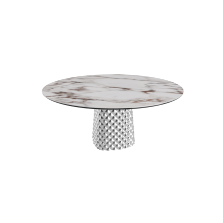 TABLE ATRIUM KERAMIK ROUND - SMOKY BASE TOP IN CERAMIC MARBLE BRECCIA Ø 158xh73.5