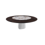 TAVOLO ATRIUM KER-WOOD ROUND BASE FUME TOP ROVERE BRUCIATO PIANO CERAMICO MAKALU Ø180x74,5H