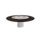TAVOLO ATRIUM KER-WOOD ROUND BASE FUME TOP ROVERE BRUCIATO PIANO CERAMICO BRECCIA Ø180x74,5H