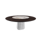 TAVOLO ATRIUM KER-WOOD ROUND BASE FUME TOP ROVERE BRUCIATO PIANO CERAMICO ALABASTRO Ø160x74,5H