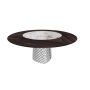 TAVOLO ATRIUM KER-WOOD ROUND BASE FUME TOP ROVERE BRUCIATO PIANO CERAMICO MAKALU Ø160x74,5H