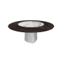 TAVOLO ATRIUM KER-WOOD ROUND BASE FUME TOP ROVERE BRUCIATO PIANO CERAMICO BRECCIA Ø160x74,5H