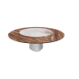 TABLE ATRIUM KER-WOOD ROUND BASE SMOKED TOP WALNUT CANALETTO PIANO ALABASTER CERAMIC Ø180x74.5H