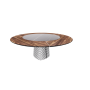 TAVOLO ATRIUM KER-WOOD ROUND BASE FUME TOP NOCE CANALETTO PIANO CERAMICO SAHARA NOIR LUCIDO Ø180x74,5H