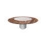 TAVOLO ATRIUM KER-WOOD ROUND BASE FUME TOP NOCE CANALETTO PIANO CERAMICO MAKALU Ø180x74,5H