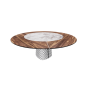 TAVOLO ATRIUM KER-WOOD ROUND BASE FUME TOP NOCE CANALETTO PIANO CERAMICO BRECCIA Ø180x74,5H