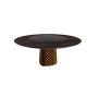 TABLE ATRIUM KER-WOOD ROUND BASE BRONZE TOP BURNED OAK PIANO MATTE PORTORO CERAMIC Ø160x74.5H