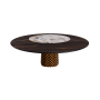 TAVOLO ATRIUM KER-WOOD ROUND BASE BRONZO TOP ROVERE BRUCIATO PIANO CERAMICO MAKALU Ø160x74,5H