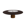 TAVOLO ATRIUM KER-WOOD ROUND BASE BRONZO TOP ROVERE BRUCIATO PIANO CERAMICO BRECCIA Ø160x74,5H