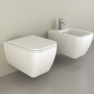 KUBO VASO + BIDET + COPRIVASO SOFT CLOSE SOSPESO BIANCO OPACO