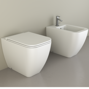KUBO KIT FILO MURO VASO + BIDET + COPRIVASO SOFT CLOSE BIANCO OPACO