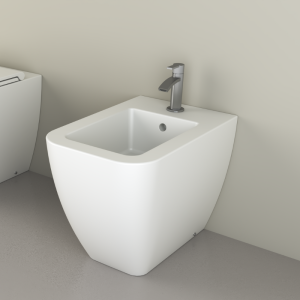 KUBO BIDET A TERRA FILO MURO BIANCO OPACO