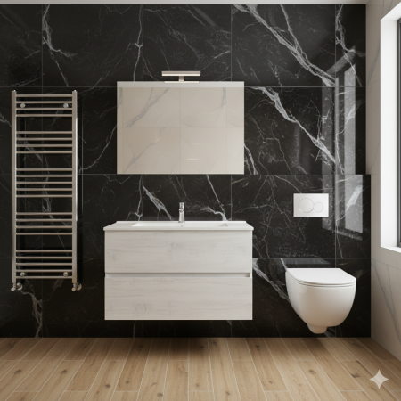 EASY COMPOSIZIONE ROVERE BIANCO DA 80CM P45 H50