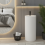 Lavabo Freestanding Tondo Scarico A Parete Con Foro Rubinetteria Cristalplant Bianco Opaco L. 44 A. 87 P. 44