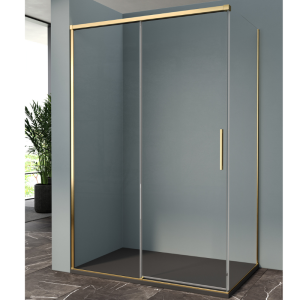 ISCHIA CORNER 1 SLIDING DOOR TRANSPARENT GLASS GOLD PROFILE