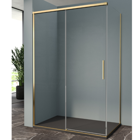 ISCHIA CORNER 1 SLIDING DOOR TRANSPARENT GLASS GOLD PROFILE