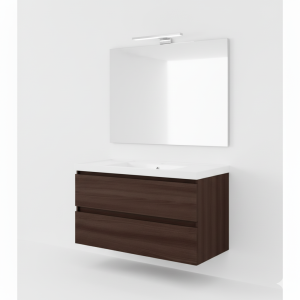 B-BEST COMPOSIZIONE FINITURA WENGE CAFFE - L. 100 CM P. 45,5 CM H. 58,5 CM - COMPLETO DI SPECCHIO E FARETTO