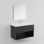 B-BEST COMPOSITION URANIUM GRAY FINISH - W. 100 CM D. 45.5 CM H. 58.5 CM - 1 DRAWER - COMPLETE WITH MIRROR AND SPOTLIGHT