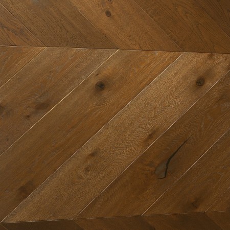 Amber Oak, 45-Degree Herringbone, Brushed, Planed, Smoked, Natural Oil Varnished, Cde Selection