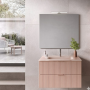 LINE COMPOSIZIONE MOBILE 80 CM CON LAVABO IN VETRO SATINATO ROSA OPACO C/SPECCHIO RETTANGOLARE