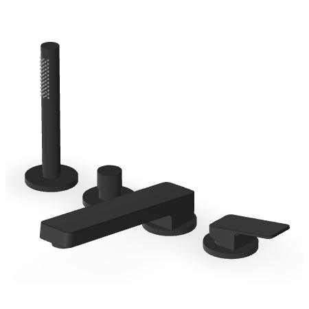 JINGLE 4-HOLE MATT BLACK EMBOSSED BATHTUB MIXER